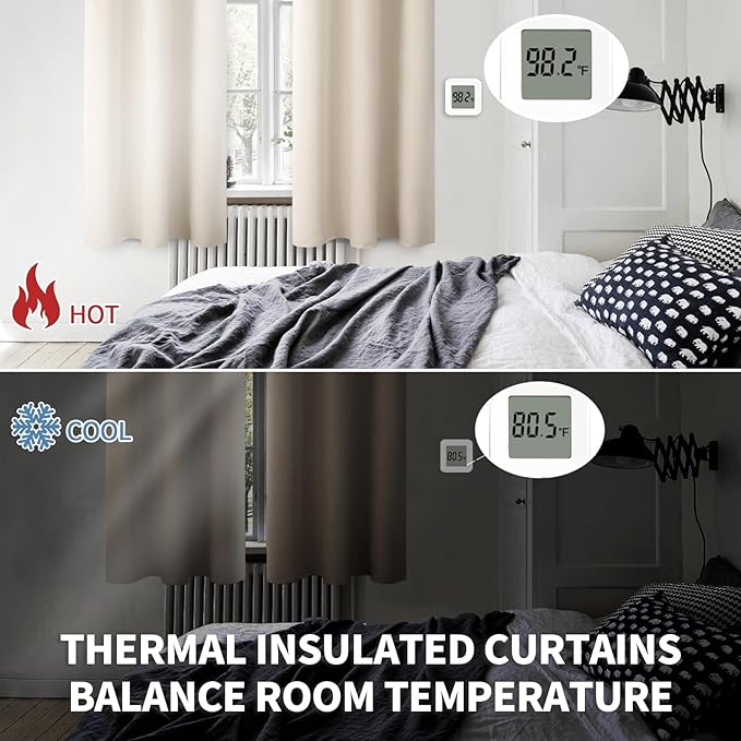 BGment Champagne Short Room Darkening Curtains for Small Windows, 38 x 45 Inch Thermal Insulated Tier Set of 2 Panels Sun Blocking Drapes for Kitchen Bedroom