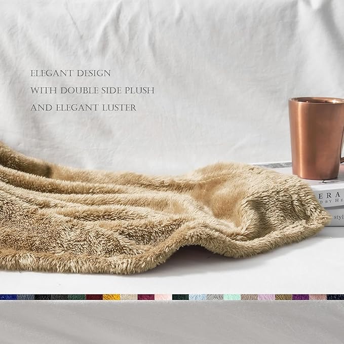Exclusivo Mezcla Plush Fuzzy Fleece Bed Blanket King Size, Super Soft, Fluffy and Warm Blankets for Couch, Bed, All Season (Brown, 90x104 inches)
