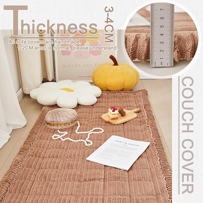 Couch Cover for Dogs Washable, Fuzzy Pet Couch Covers for 3 Cushion Sofa Pet Friendly, Non Slip Sofa Cover (Dark Brown, 35" x 70.9"/90 x 180cm)