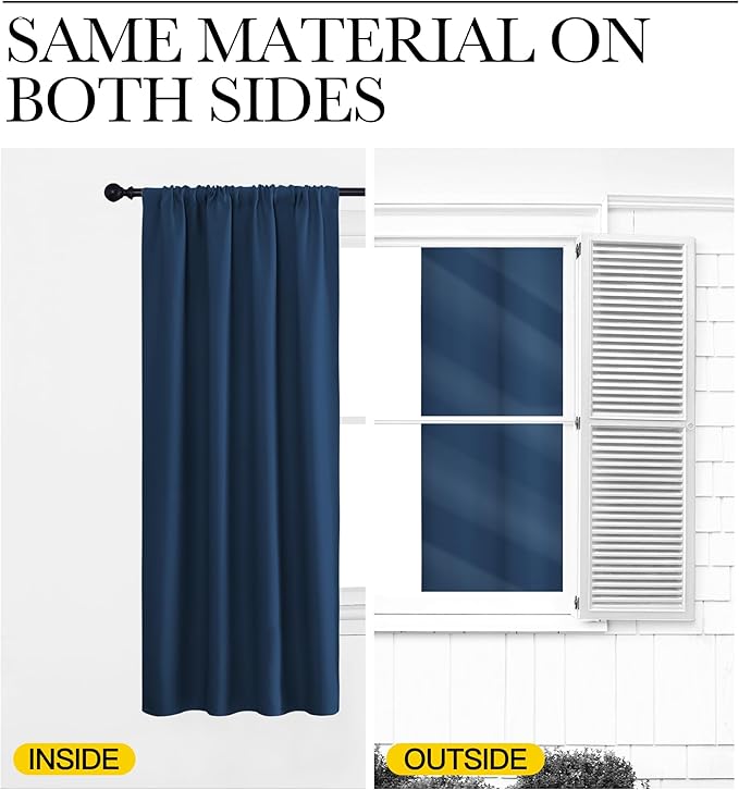 NICETOWN Blackout Curtains for RV Windows, Moroccan Blue, 29" by 20", 2 Panels, Room Darkening Window Curtain Panels, Easy-Care Solid Thermal Insulated Draperies/Drapes for Daughter Room