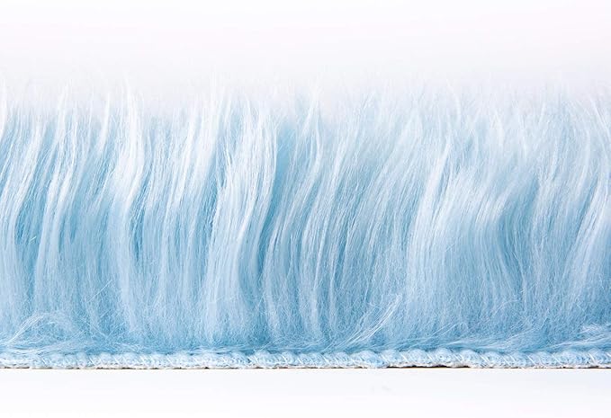 Ashler faux fur rug, Fluffy Shaggy Area Rug Ultra Soft 2 x 3 Feet Sheepskin Fur Rug, Light Blue Fuzzy Rug Machine Washable Shag Rug, Nursery Decor Throw Rugs for Bedroom, kids room, Living Room