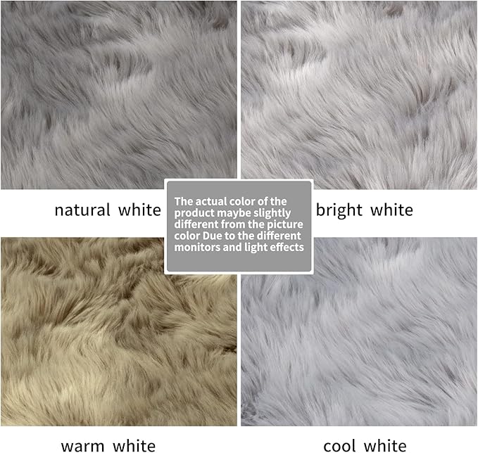 Tangsoo Round Faux Fur Rugs, Sheepskin Round Rug 3ft, Grey Soft Small Circle Rug, 3x3 Fuzzy Plush Fur Rug, Shag Circular Rugs Floor Carpet for Bedroom, Kids Room, Nursery, Girls Room, Dorm