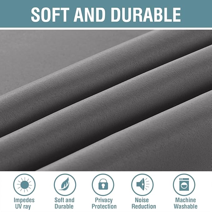 H.VERSAILTEX Ultra Soft and Thick Blackout Bluish Gray Curtains for Bedroom/Living Room 63 Inches Length, Energy Saving Classic Window Panel, Thermal Insulated Curtain Grommet (1 Panel), 52'W x 63'L