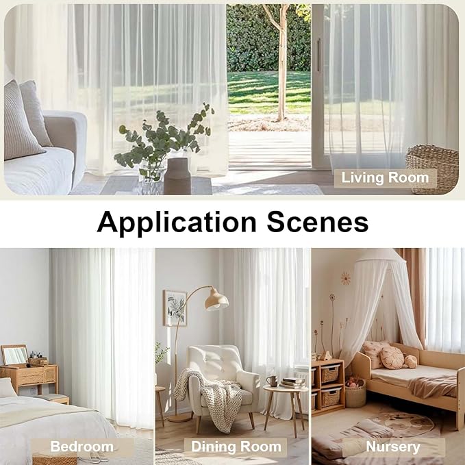 OWENIE Sheer Curtains 84 inch Length, Ivory Sheer Cutains 2 Panels Set for Bedroom/Living Room, Rod Pocket Voile Fimly Drapes, 2pcs, Each 42" W x 84" L