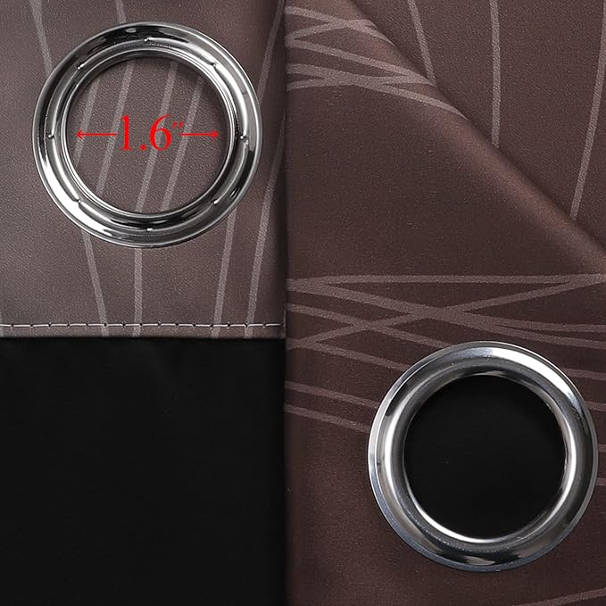 Estelar Textiler Brown and Teal Room Darkening Blackout Curtains 84 Inch Length 2 Panels Set for Living Room, Thermal Insulated Ombre Light Blocking Grommet Blackout Drapes for Bedroom, 42Wx84L