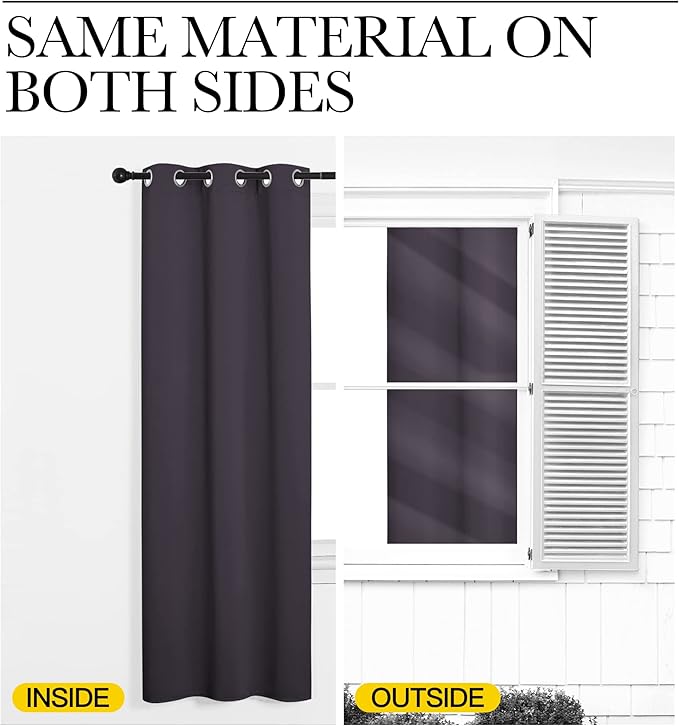 NICETOWN Blackout Window Curtains 80 inch Long, 2 Panels, 34 inch, Greyish Purple, Grommet Top Room Darkening Thermal Insulated Solid Vertical Drapes for Bedroom/Kid Room