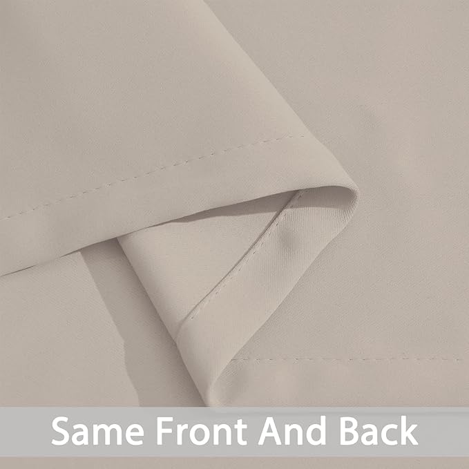 Yakamok Blackout Curtains Room Darkening Thermal Insulated Window Panels,Solid Grommet Top Drapes for Bedroom/Living Room(52Wx90L, Natural, 2 Panels)