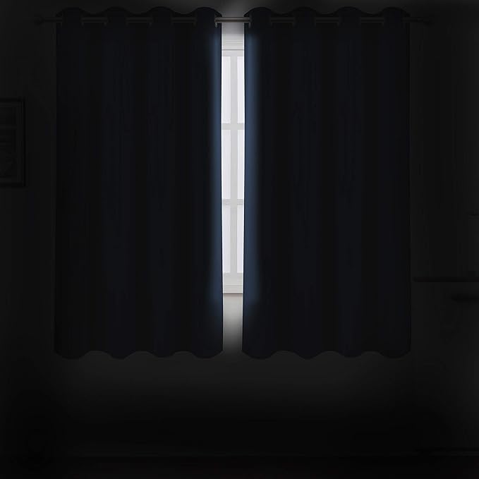 LEMOMO Navy Blue Blackout Curtains/52 x 72 Inch/Set of 2 Panels Room Darkening Curtains for Bedroom