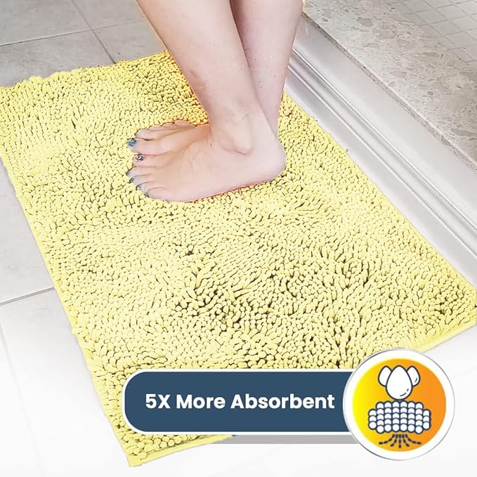 Muddy Mat® | Super Absorbent Door Mat Indoor, Microfiber Quick Dry Chenille Entryway Rug, Non-Slip Front Door Mat, Indoor Mats for Entryway, Machine Washable Pet Rug, Yellow 48" x 72"