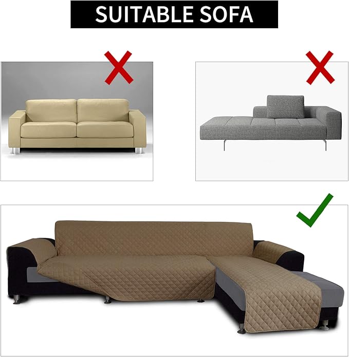 Easy-Going Sofa Slipcover L Shape Sofa Cover Sectional Couch Cover Furniture Protector Mat for Pets Dog Cat (X-Large,Camel/Camel)