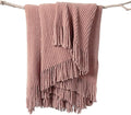lifein Pink Throw Blanket for Couch, Soft Boho Decor Bed Throw,Cozy Chenille Knitted Small Farmhouse Lightweight Throw (Pink,50 * 60")