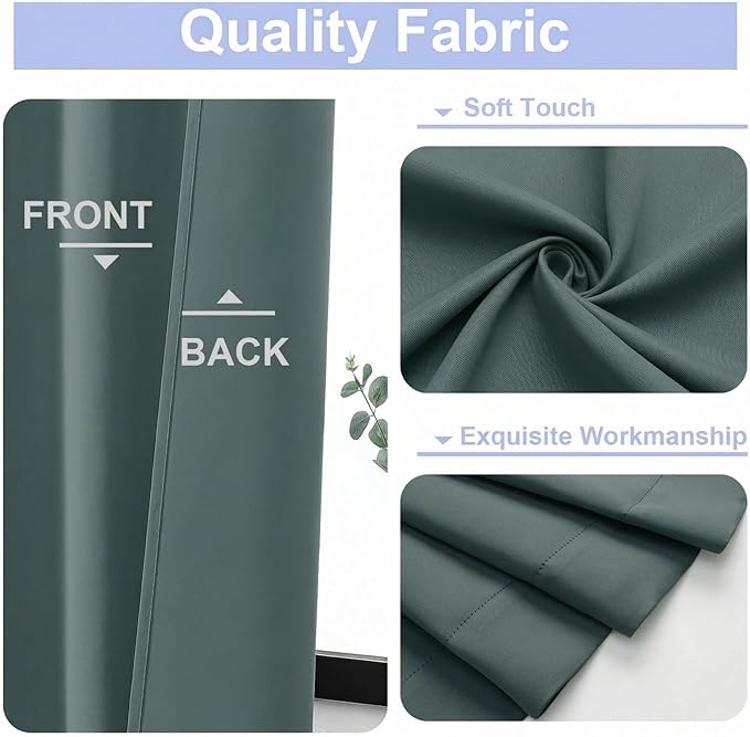 Simplebrand Dark Green Blackout Curtains for Bedroom 96 Inches Long 2 Panels, Solid Thermal Insulated, Energy Saving Living Room Window Treatment Curtains Blackout Drapes, W50 x L96 Inch, Dark Green