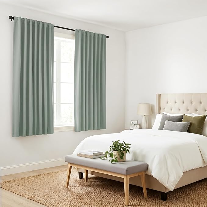 Pony Dance Short Blackout Curtain Panels for Basement, Small Curtains for Bathroom, Thermal Insulated Tiers for Basement (2 Panels, Cream, 34x36 Inch)