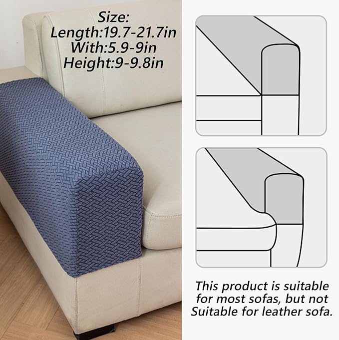 Soothing Home Sofa Covers, Sofa Hero Covers, Wear-Resistant Universal Couch Covers Washable Stretch Sectional Couch Cushion Covers (Green,Arm Rest Covers 2pcs)