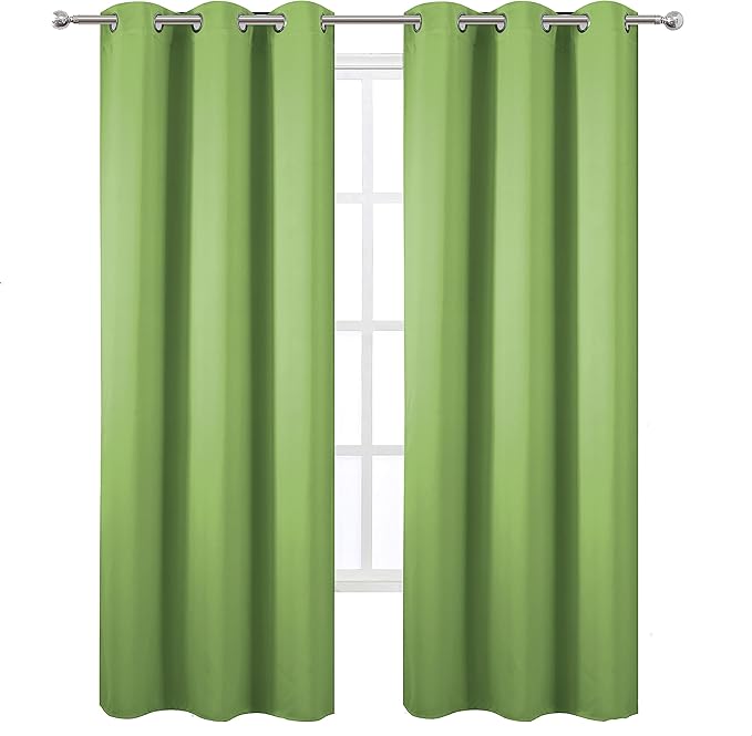 LEMOMO Light Green Blackout Curtains/42 x 84 Inch/Set of Two Panels Grommet Bedroom Curtains