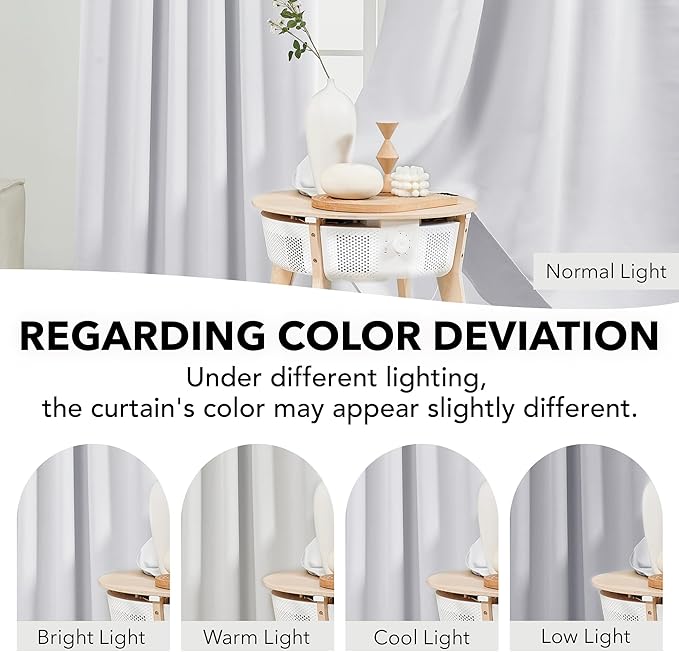 Deconovo Blackout Curtains, Thermal Insulated, W52 x L63 2 Panels, Back Tab, Machine Washable, Room-Darkening Drapes for Bedroom/Living Room Star White