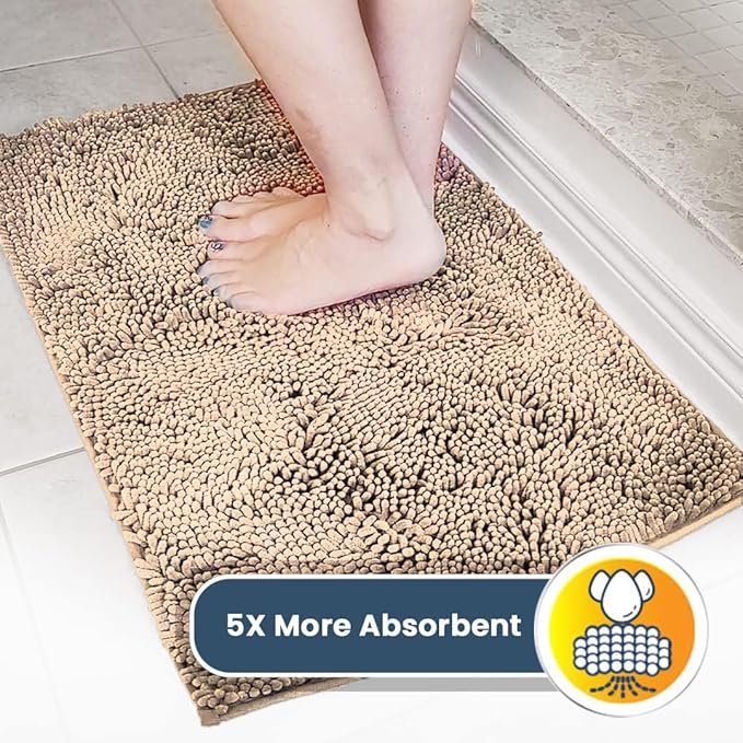 Muddy Mat® | Super Absorbent Door Mat Indoor, Microfiber Quick Dry Chenille Entryway Rug, Non-Slip Front Door Mat, Indoor Mats for Entryway, Machine Washable Pet Rug, Beige 24"x96"
