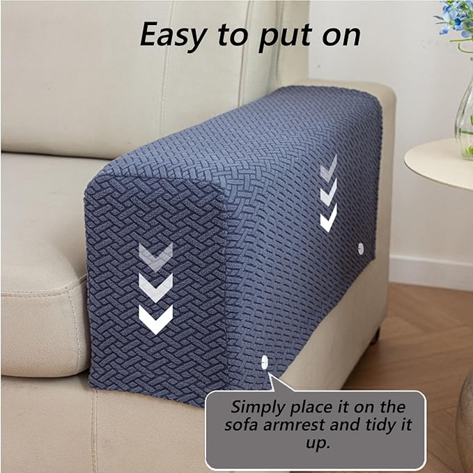 Soothing Home Sofa Covers, Sofa Hero Covers, Wear-Resistant Universal Couch Covers Washable Stretch Sectional Couch Cushion Covers (Light Grey,Arm Rest Covers 2pcs)