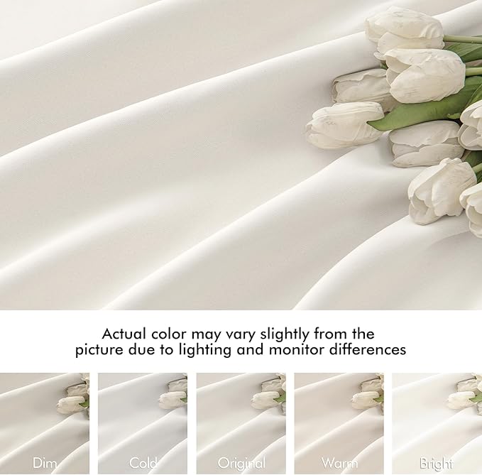 MIULEE Ivory Back Tab Blackout Curtains 102 Inch Long 2 Panels Set for Bedroom, Rod Pocket/Pinch Pleated Thermal Insulated Living Room Darkening Light Blocking Floor to Ceiling Drapes