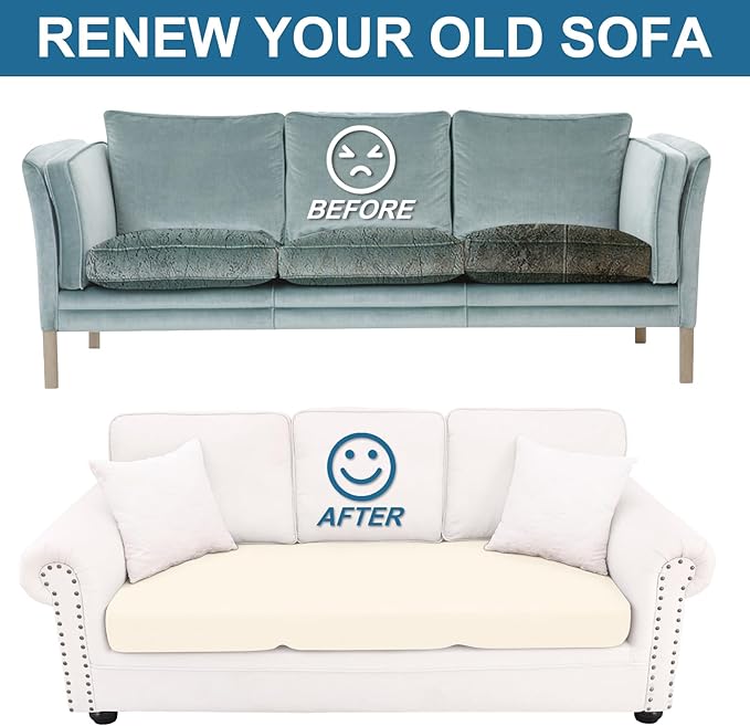 Smiry Printed Couch Cushion Covers, Stretch Soft Couch Covers for Sofa, Washable Non-Slip Sofa Slipcover Furniture Protector for Indoor and Outdoor (Medium, Cream)