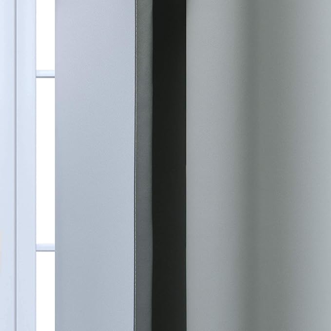 Yakamok Gray and Greyish White Thermal Insulated Grommet Light Blocking Window Drapes,Room Darkening Gradient Color Ombre Curtains for Bedroom (52W x 72L / 2 Panels, One Pair)