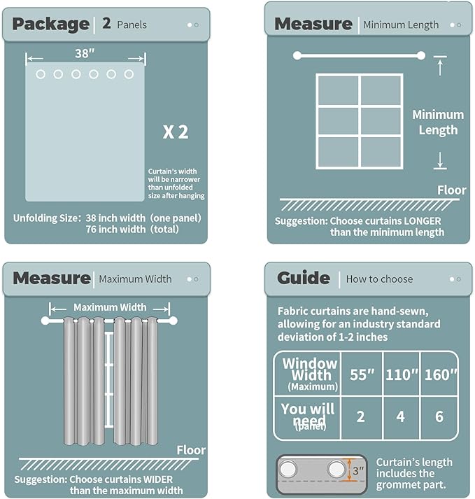 BGment Room Darkening Curtains 63 Inches Long - Grommet Thermal Insulated Drapes Window Treatment Curtains for Bedroom, 2 Panels, 38 x 63 Inch, Light Grey
