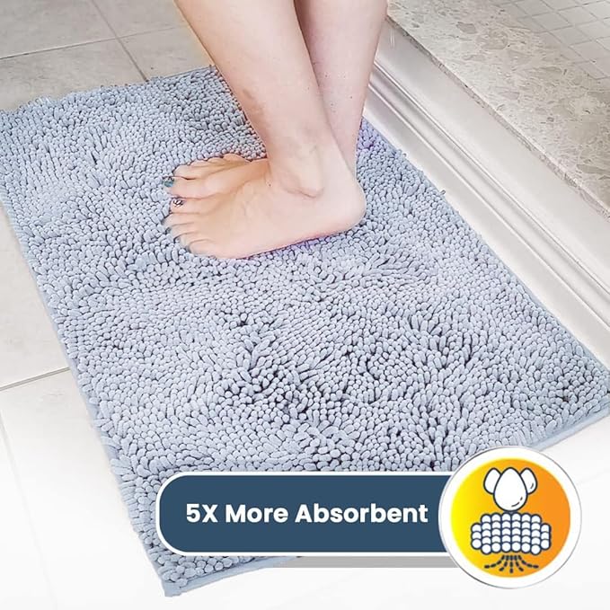 Muddy Mat® | Super Absorbent Door Mat Indoor, Microfiber Quick Dry Chenille Entryway Rug, Non-Slip Front Door Mat, Indoor Mats for Entryway, Machine Washable Pet Rug, Baby Blue XL 36"X60"