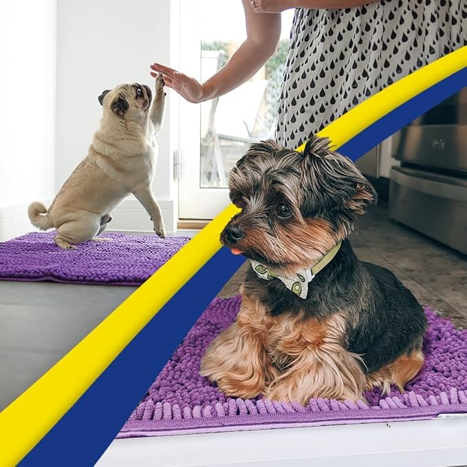 Muddy Mat® | Super Absorbent Door Mat Indoor, Microfiber Quick Dry Chenille Entryway Rug, Non-Slip Front Door Mat, Indoor Mats for Entryway, Machine Washable Pet Rug, Purple 36" x 120"