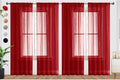 SpaceDresser Christmas Red Sheer Curtains 4 Panels Rod Pocket Semi-Sheer Curtain 72 Inches Long Light Filtering Voile Window Drapes for Bedroom Living Room Kitchen, Each 52W x 72L