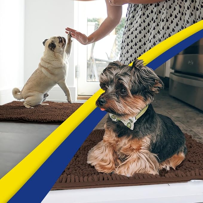 Muddy Mat® | Super Absorbent Door Mat Indoor, Microfiber Quick Dry Chenille Entryway Rug, Non-Slip Front Door Mat, Indoor Mats for Entryway, Machine Washable Pet Rug, Brown 59"x24"