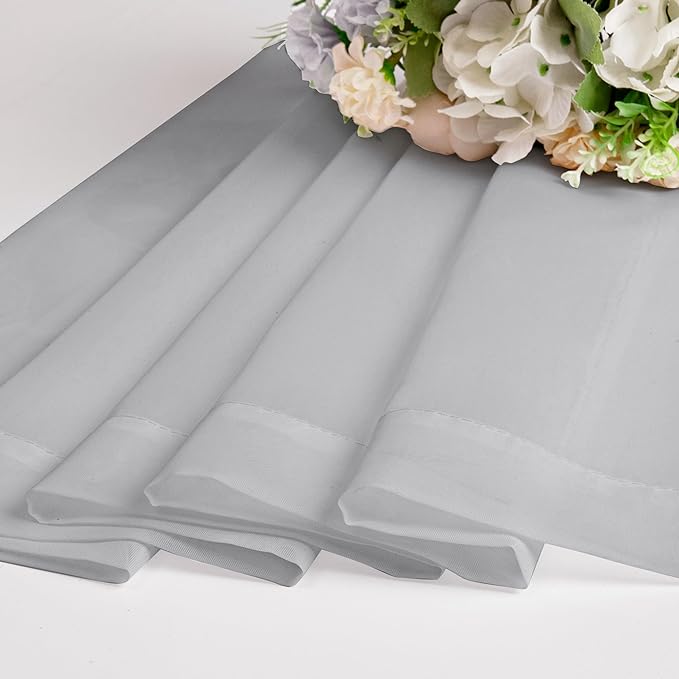 OWENIE Sheer Curtains 96 inches Long for Bedroom Living Room, Solid Light Gray Soft Fimly Sheer Curtains with Rod Pocket Top, Light Filtering Voile Sheer Farmhouse Curtains, 42Wx96L inch