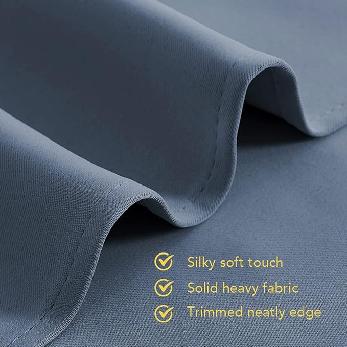 NICETOWN Thermal Insulated Curtains Blackout Draperies, Window Treatment Solid Grommet Room Darkening Drape Panels for Bedroom (Set of 2 Panels, 42 by 45 Inch Long, Stone Blue Blue)