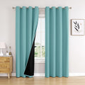 ChrisDowa 100% Blackout Curtains 72 inch Long for Bedroom with Black Liner, 2 Thick Layers Total Blackout Thermal Insulated Grommet Window Curtains 2 Panels Set (Aqua, 52 x 72 Inch)