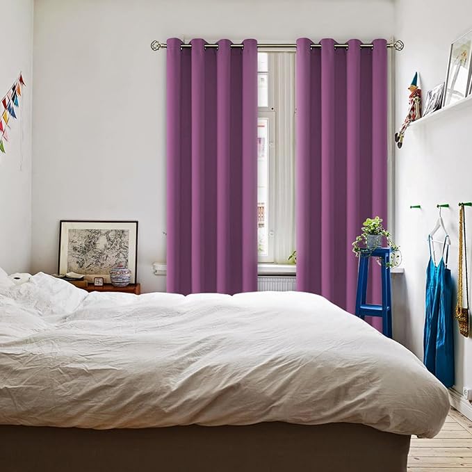 BGment Room Darkening Curtains 95 Inches Long - Grommet Thermal Insulated Drapes Window Treatment Curtains for Bedroom, 2 Panels, 52 x 95 Inch, Eggplant Purple