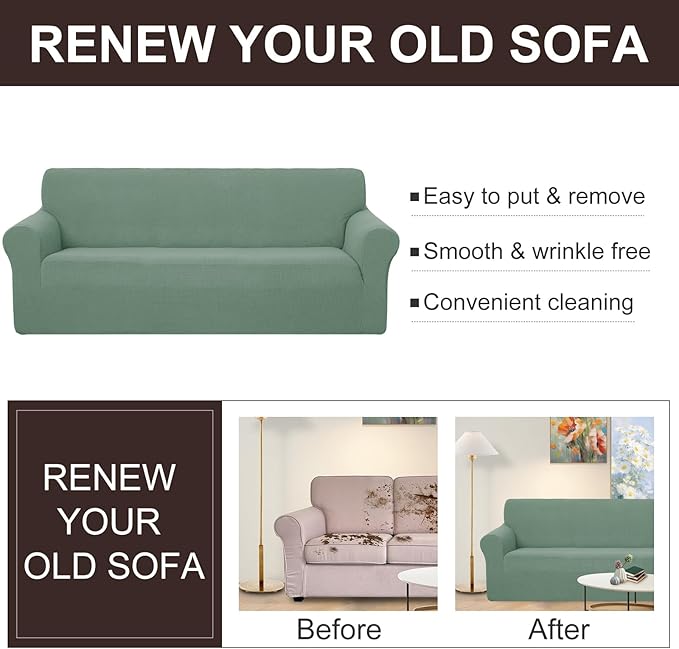 U-NICE HOME Loveseat Cover Stretch Couch Cover Sofa Cover Sofa Slipcover Furniture Protector for 2 Cushion Couch Sofa Pet Friendly(Loveseat, Cyan)
