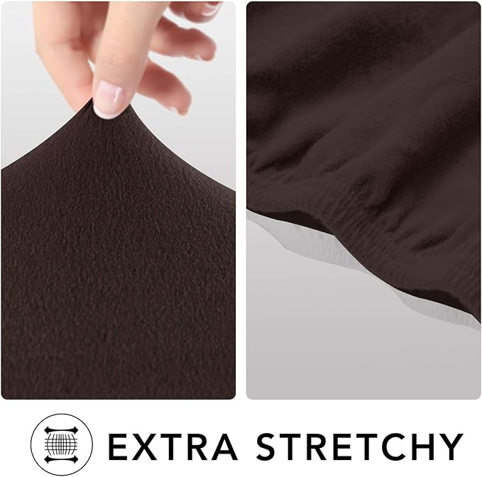 PureFit Super Stretch Sofa Slipcover – Spandex Non Slip Soft Couch Sofa Cover, Washable Furniture Protector with Non Skid Foam and Elastic Bottom for Kids, Pets （Sofa, Chocolate）