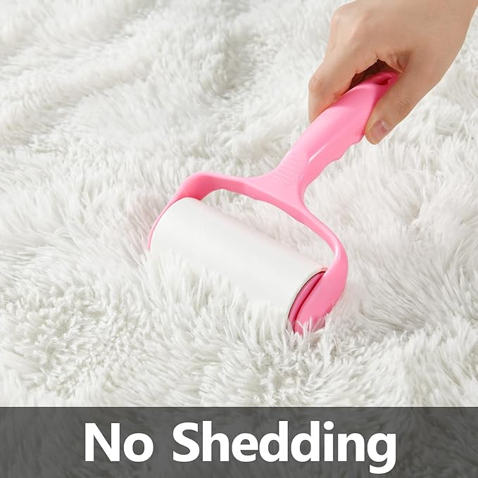 Deerhoo Large Shag Area Rugs 10 x 14, Tie-Dyed Plush Fuzzy Rug for Living Room, Ultra Soft Fluffy Furry Rugs for Bedroom, Anti-Skid Indoor Carpet Nursery Rugs for Kids Room Home Decor, White