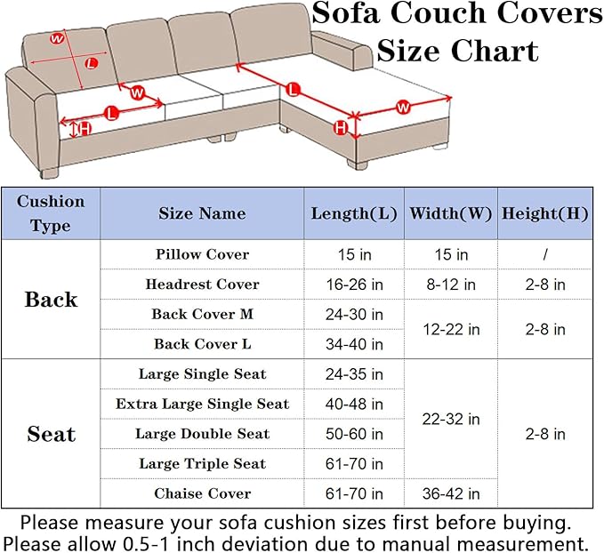 Soothing Home Sofa Covers, Sofa Hero Covers, Wear-Resistant Universal Couch Covers Washable Stretch Sectional Couch Cushion Covers (Light Grey,Chaise Cover)