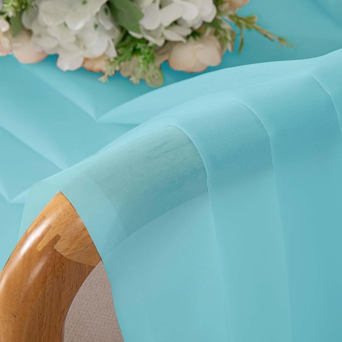 OWENIE Aqua Sheer Curtains for Bedroom Living Room 96 Inches Long 2 Panels Set, Soft Solid Light Filtering Clear Sheer Ceiling to Floor for Large Window, 2Pcs, Each 42" W x 96" L, Aqua
