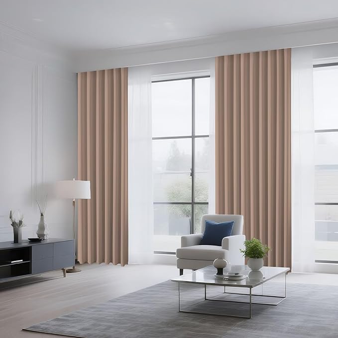 CUCRAF Khaki Blackout Curtains 90 inch Length 2 Panels Set, Rod Pocket Room Darkening Drapes for Bedroom Living Room, Insulated Thermal Light Blocking Window Curtain (W52 x L90 Inch)