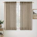 MIULEE Taupe Grey Linen Curtains 63 Inch Length 2 Panels for Bedroom Living Room, Soft Linen Textured Window Drapes Semi Sheer Light Filtering Back Tab Rod Pocket Farmhouse Modern Burlap Look Decor