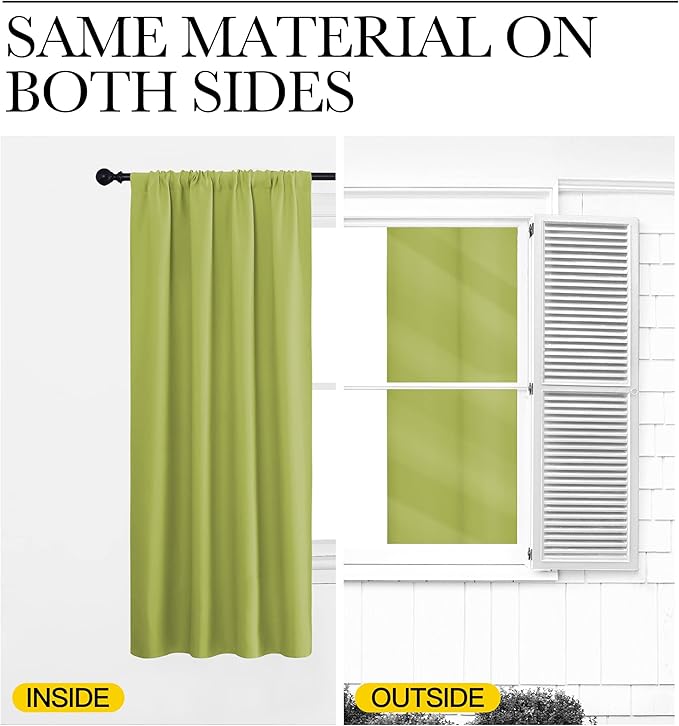 NICETOWN RV Blackout Curtains for Camper Windows, Fresh Green, 34" x 36", Set of 2, Kitchen Curtains, Short Blackout Drapes, Thermal Insulated Rod Pocket Window Treatment Draperies for Nursery