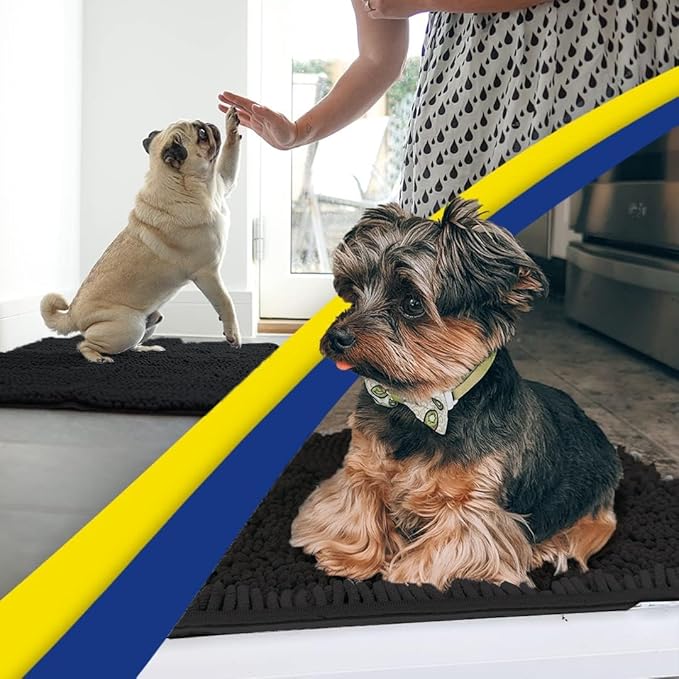 Muddy Mat® | Super Absorbent Door Mat Indoor, Microfiber Quick Dry Chenille Entryway Rug, Non-Slip Front Door Mat, Indoor Mats for Entryway, Machine Washable Pet Rug, Black 24"x36"