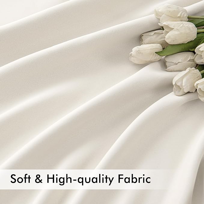 MIULEE Ivory Back Tab Blackout Curtains 120 Inch Long 2 Panels Set for Bedroom, Rod Pocket/Pinch Pleated Extra Long Thermal Insulated Living Room Darkening Light Blocking 10FT Drapes