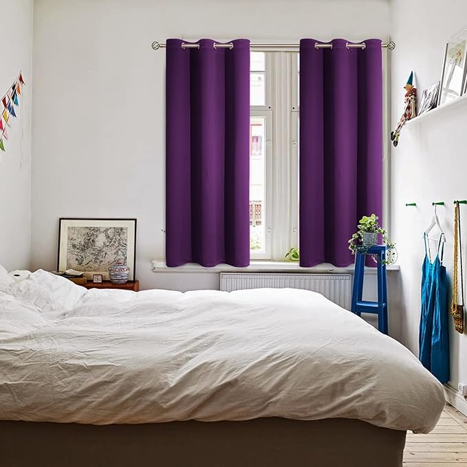 BGment Blackout Curtains - Grommet Thermal Insulated Room Darkening Bedroom and Living Room Curtain, Set of 2 Panels (38 x 45 Inch, Purple)