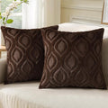 decorUhome Throw Pillow Covers 24x24 Inch Set of 2, Soft Plush Faux Wool Dark Brown Solid Couch Pillow Covers, Accent Euro Sham Farmhouse Neutral Square Pillow Cases for Sofa Bed Living Room