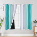 Estelar Textiler Teal and Greyish White Blackout Curtains 54 Inch Length, Light Blocking Gradient Grommet Drapes for Living Room, Thermal Insulated Ombre Curtains for Bathroom,42Wx54L,2 Panels