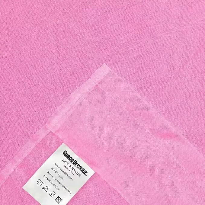 SpaceDresser Basic Rod Pocket Sheer Voile Window Curtain Panels Pink 1 Pair 2 Panels 52 Width 63 Inch Long for Kitchen Bedroom Children Living Room Yard（Pink, 52W x 63L）