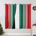 Estelar Textiler Red and Green Blackout Curtains 45 Inch Length, Full Room Darkening Ombre Drapes for Kitchen, Thermal Insulated Grommet Christmas Curtains for Basement, 52Wx45L, 2 Panels