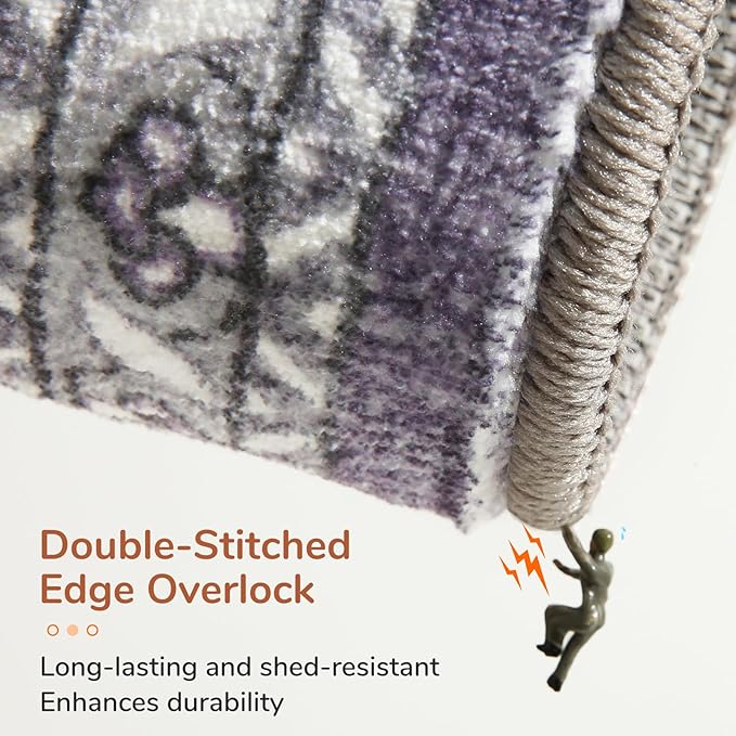 OPPODREAM Soft Area Rugs 5x7, 5x7 Washable Rug with Non Slip Backing, 5 x 7 Faux Cashmere Low-Pile Carpet, Purple